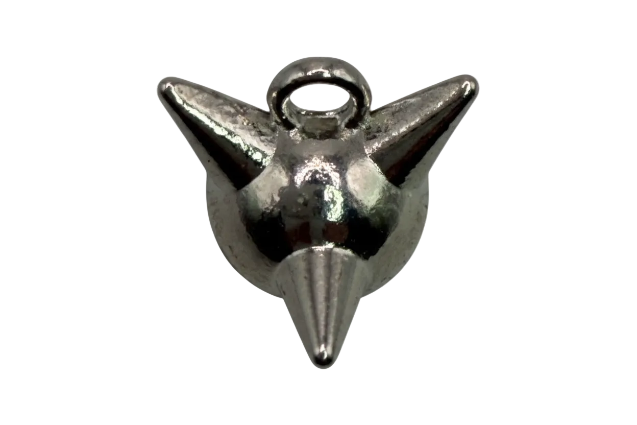 Polished silver spiked star with three cone spikes and a high-shine finish