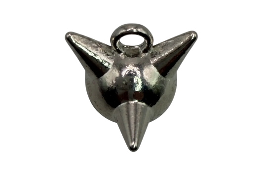 Polished silver spiked star with three cone spikes and a high-shine finish