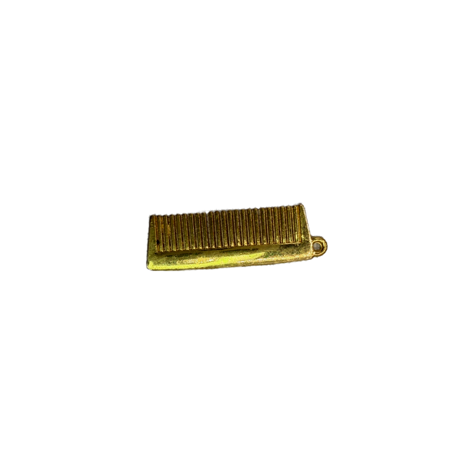 Gold ribbed rectangular bar with small clear gem