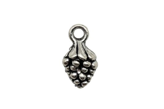 Antiqued silver pinecone with raised textured scales and oxidized details