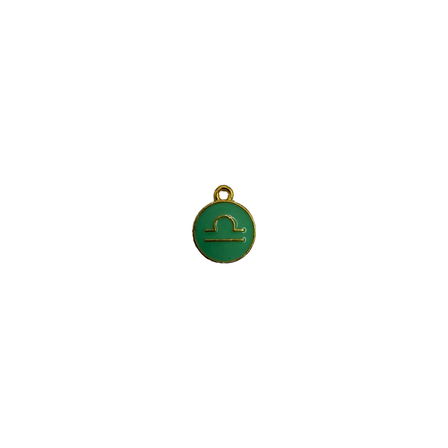 Green enamel initial coin with raised gold letter P