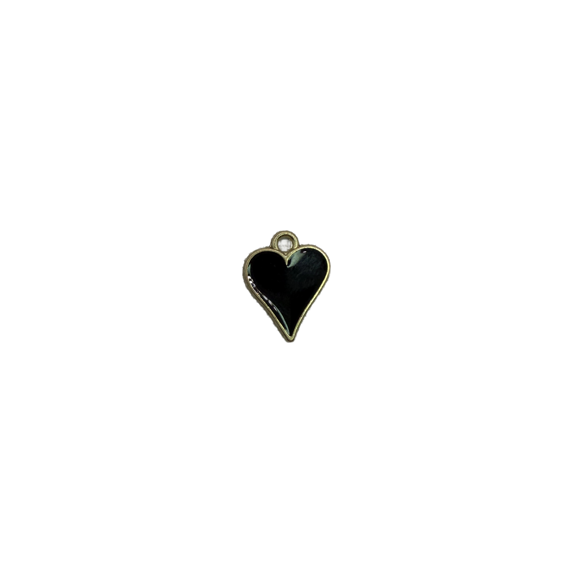 Black heart with gold outline and white gem accent
