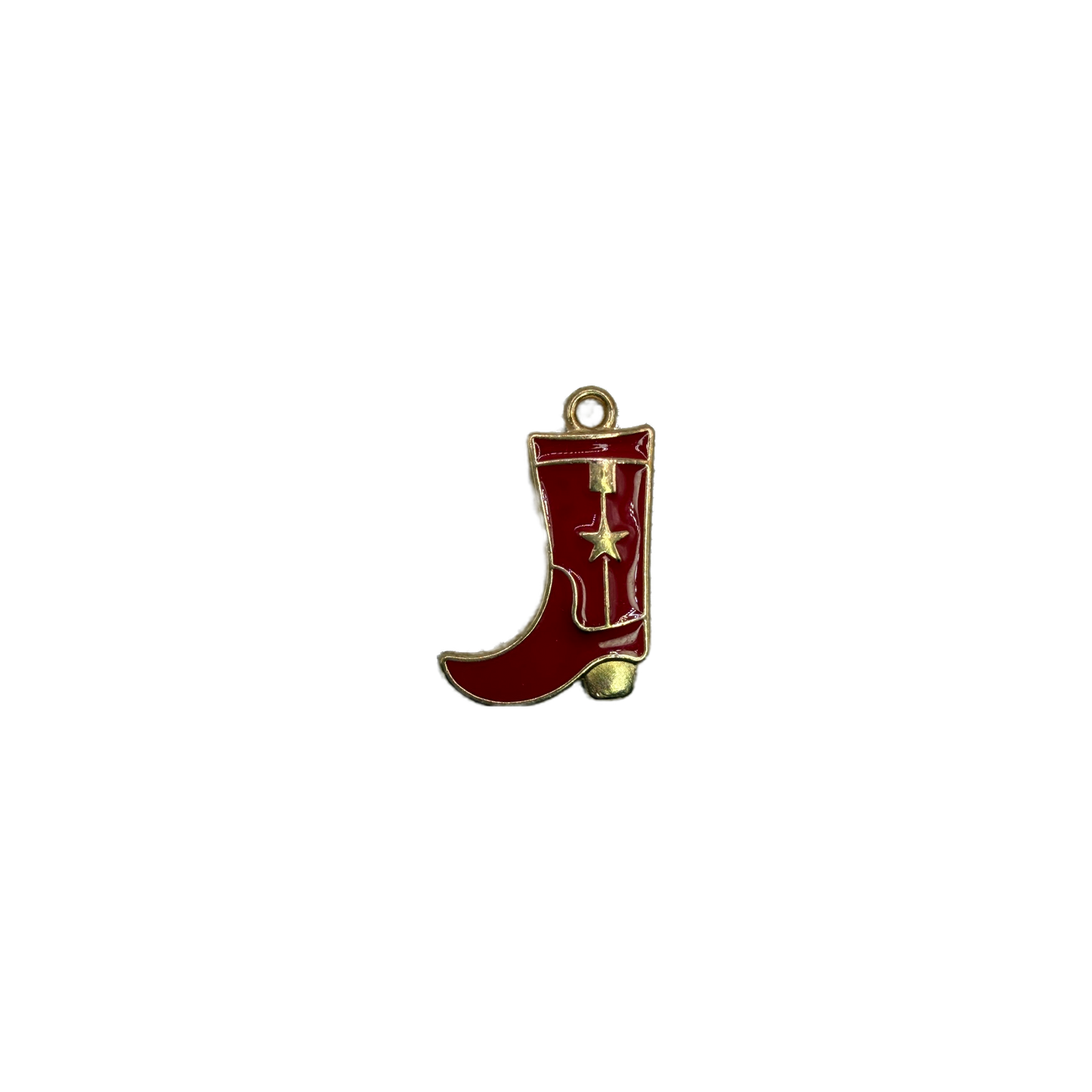 Crimson enamel western boot with gold star