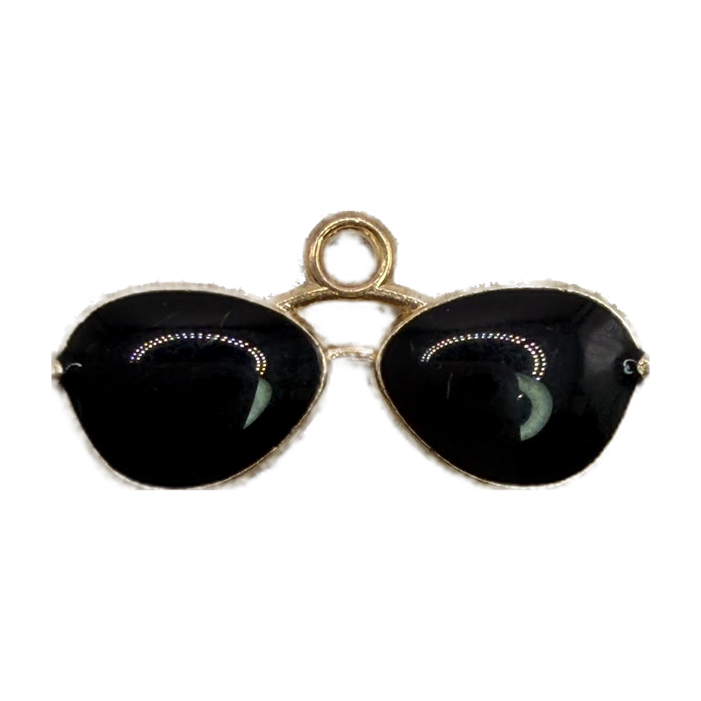 Black oval sunglasses charm with polished gold frame