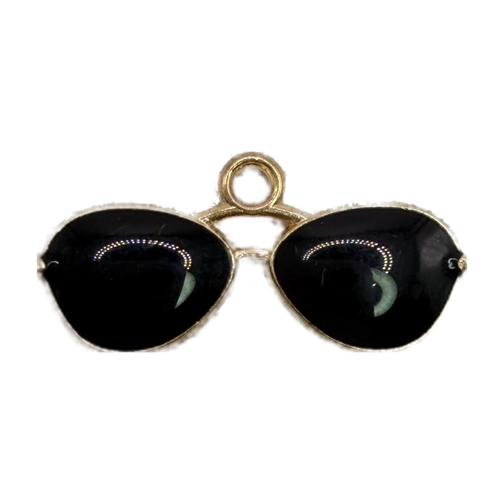 Black oval sunglasses charm with polished gold frame