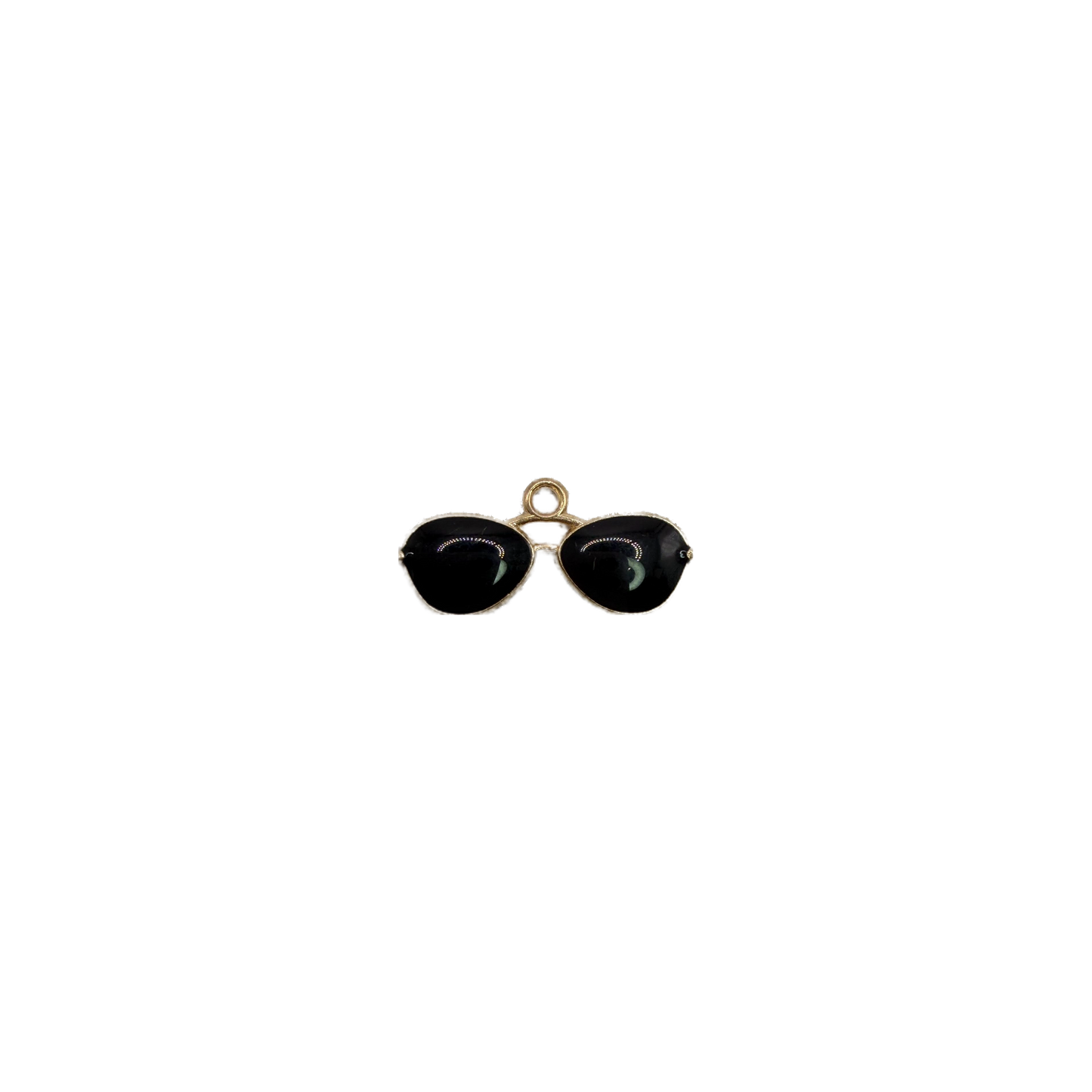 Black oval sunglasses with gold frame