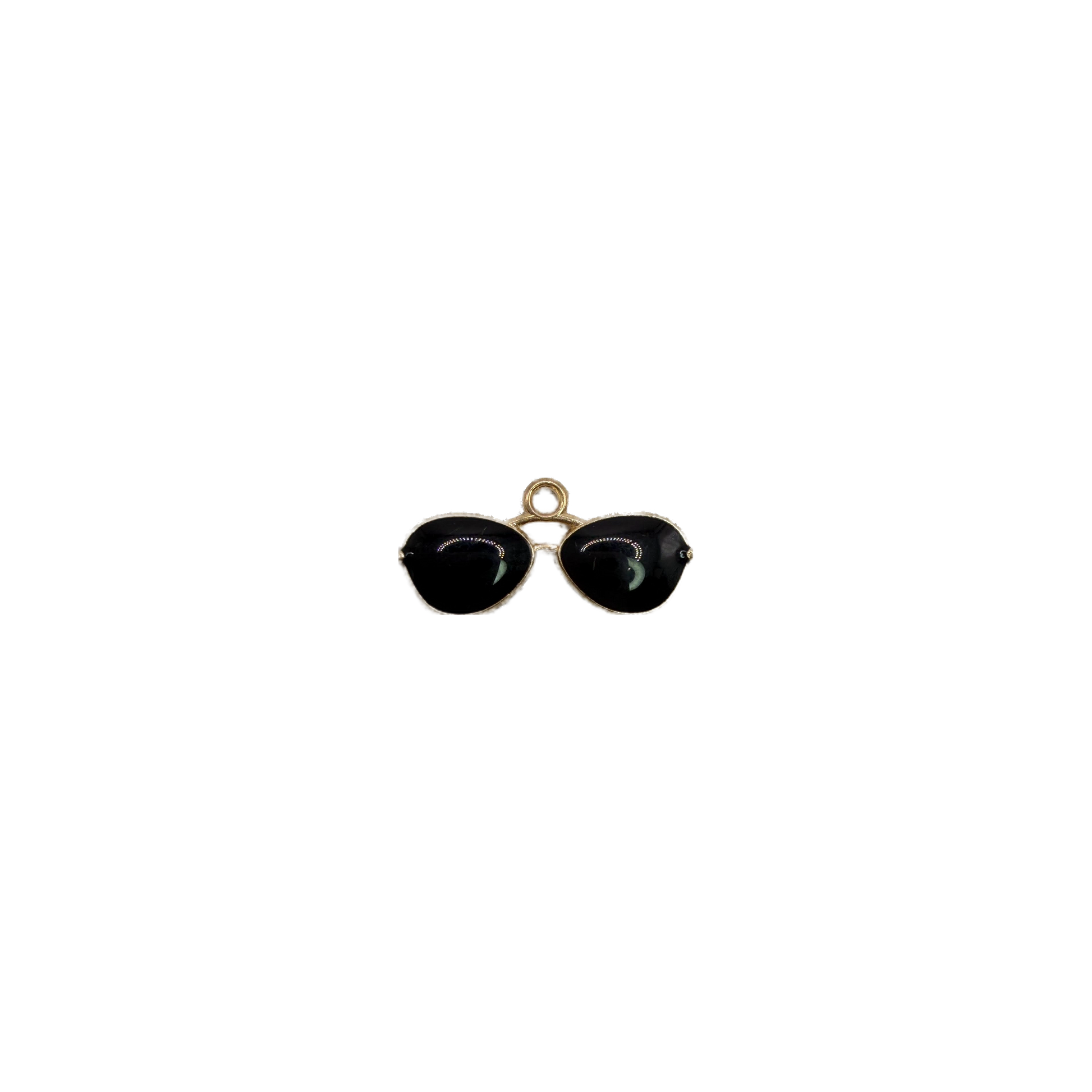 Black oval sunglasses with gold frame