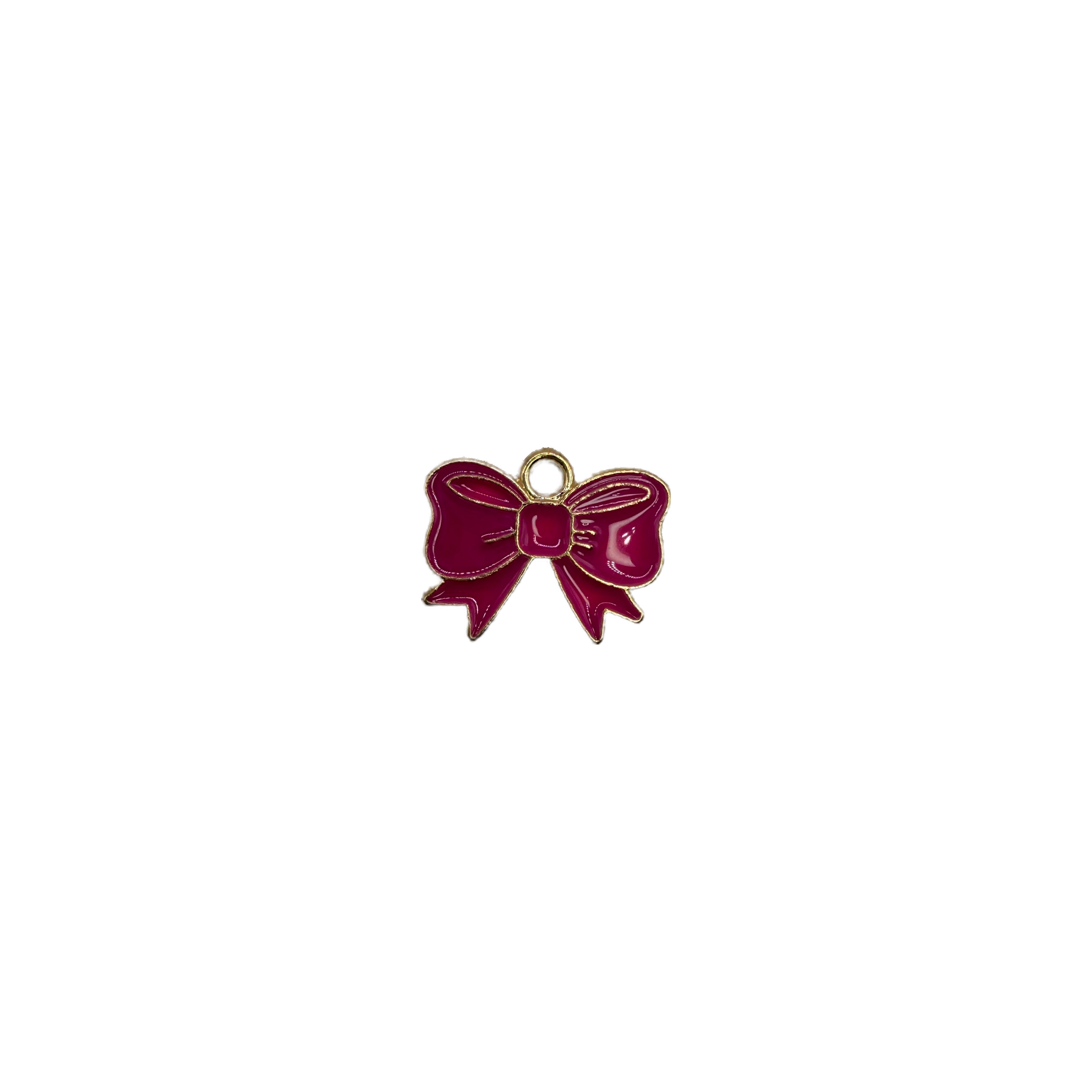 Fuchsia enamel ribbon bow with gold outline