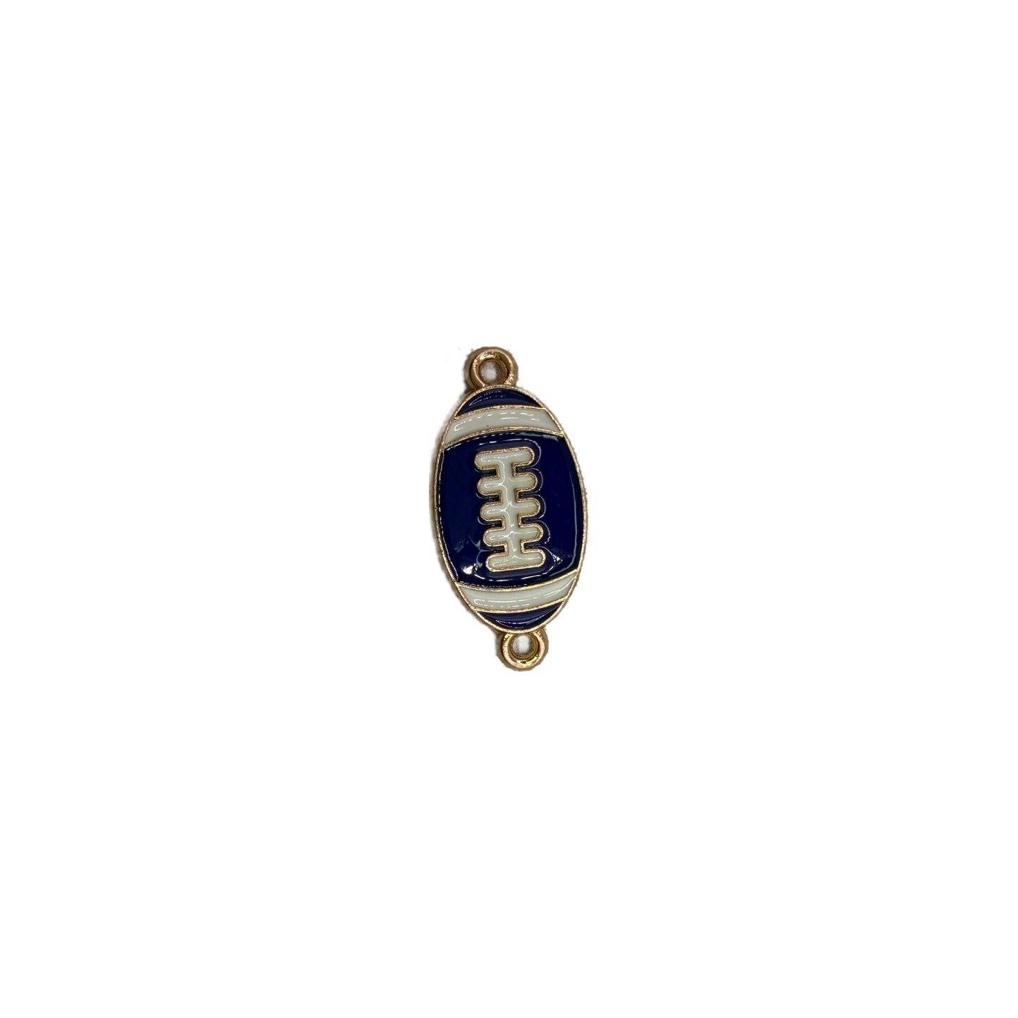 Navy and white enamel football with gold trim