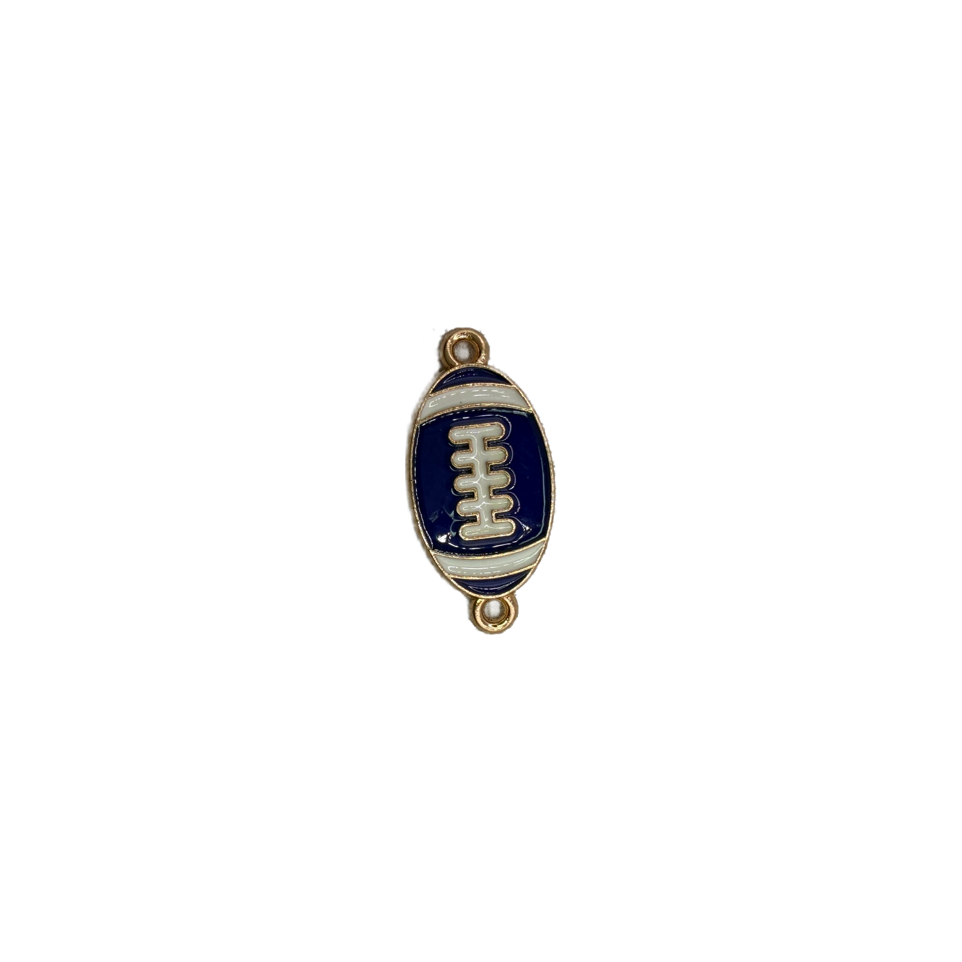 Navy and white enamel football with gold trim