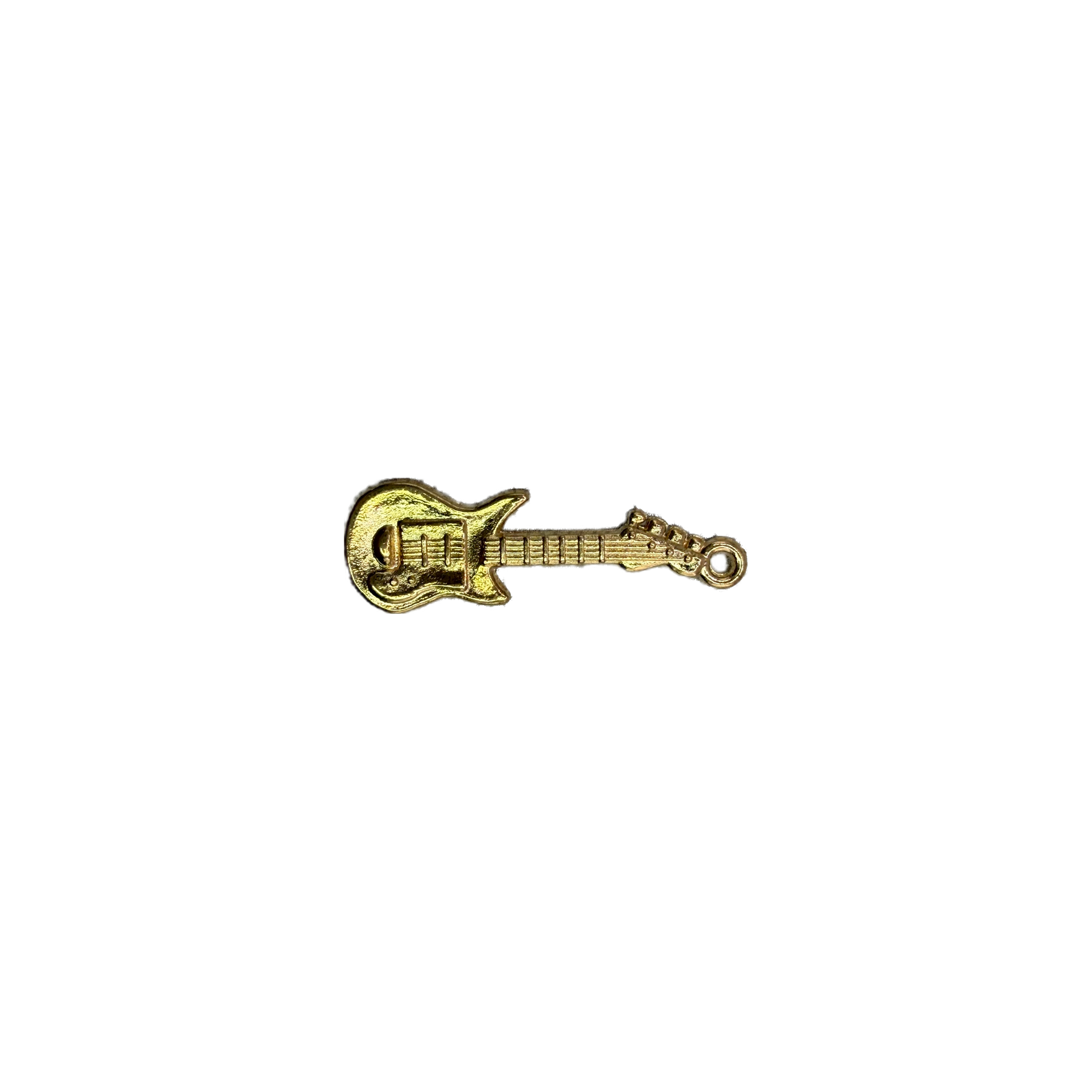 Gold electric guitar charm with textured detailing