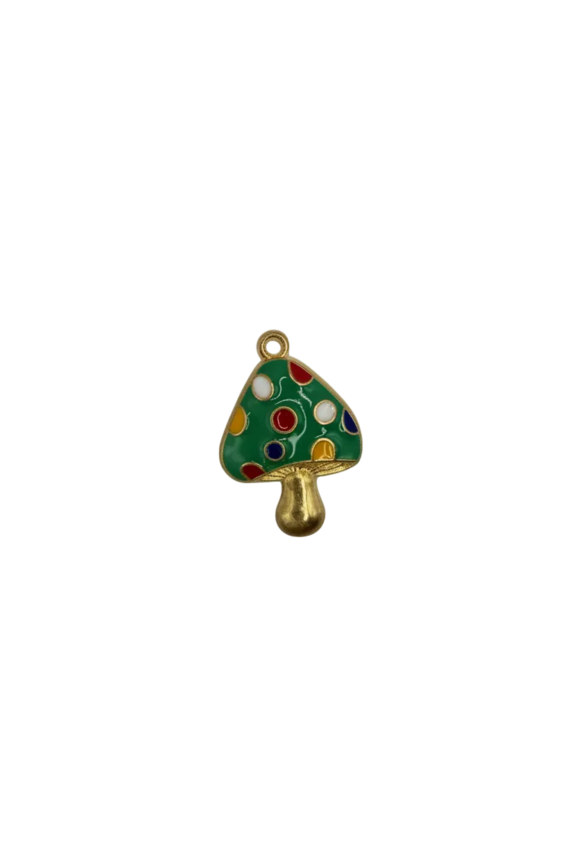 Gold Christmas tree with green enamel and multicolor ornament dots
