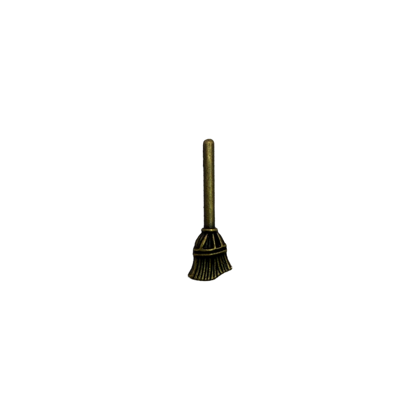 Antique gold broomstick with sculpted bristles