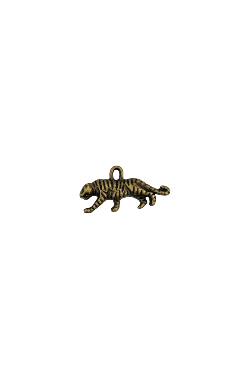 Antiqued gold tiger silhouette with striped detailing