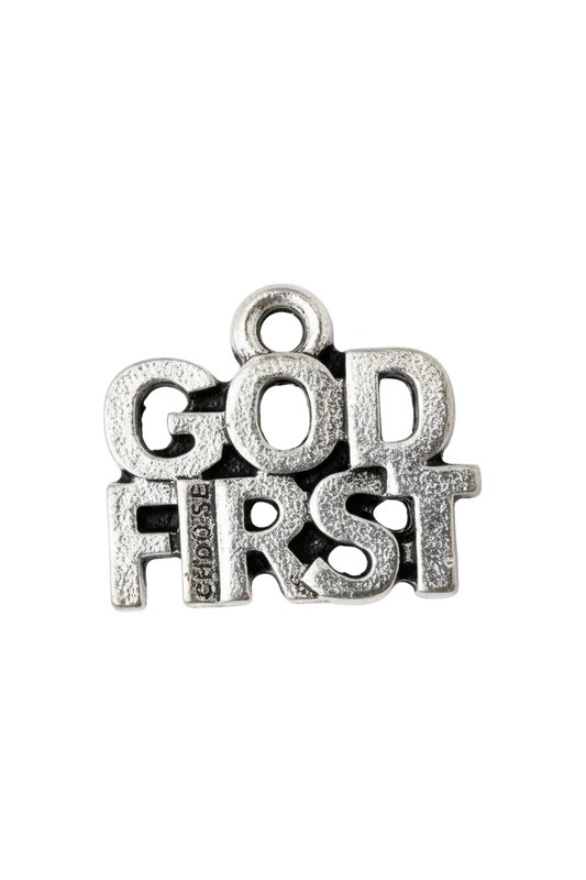 Antiqued silver stacked letter word plaque with raised textured typography
