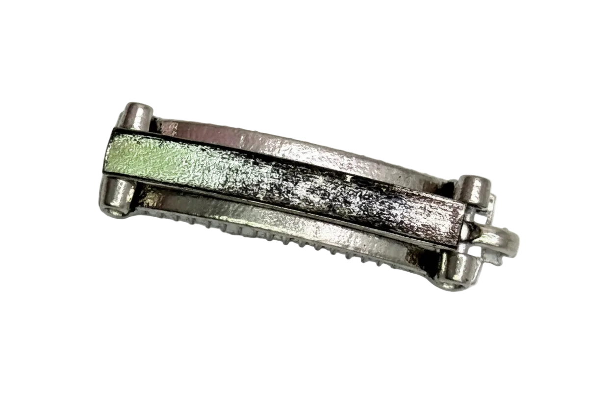 Antiqued silver textured bar charm with rectangular, layered detailing
