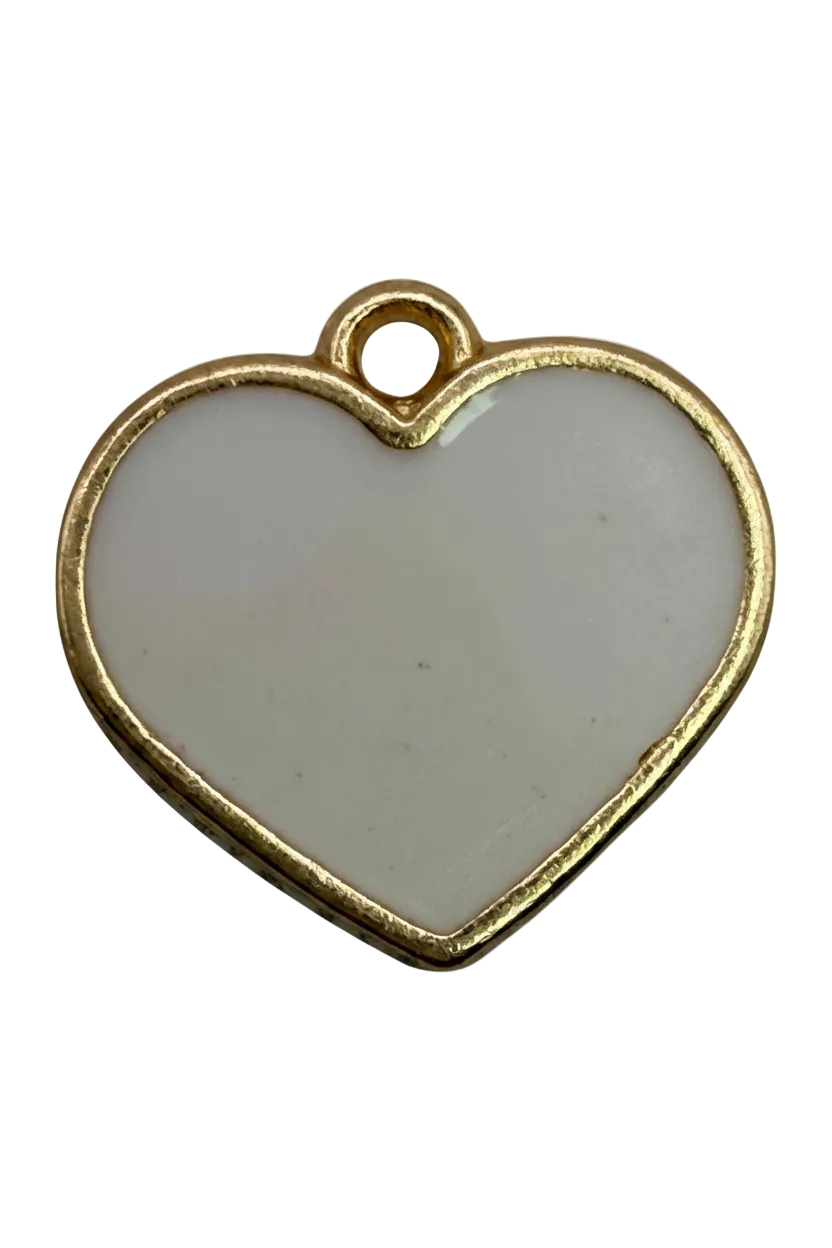 Glossy white enamel heart with gold outline