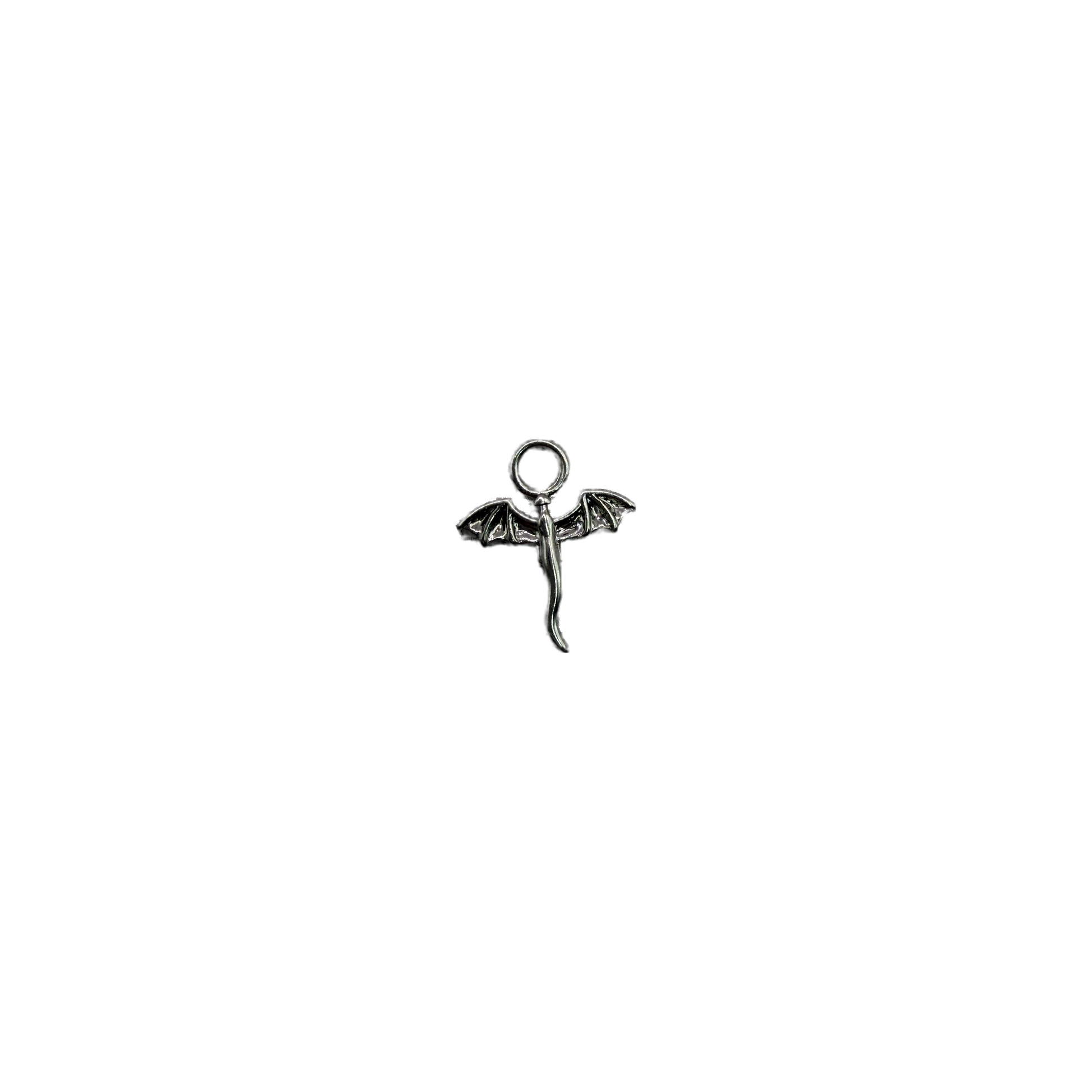 Polished silver bat silhouette