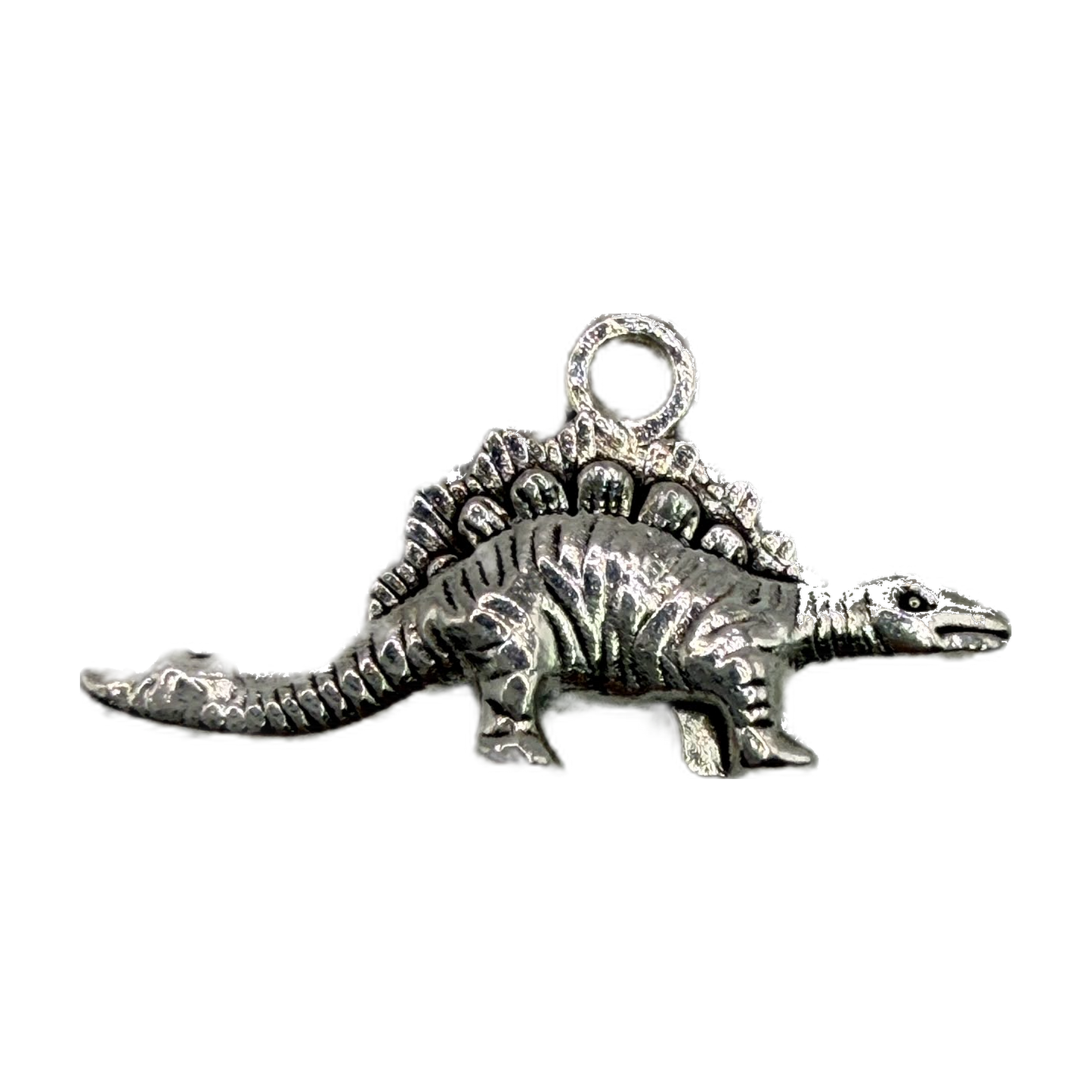 Antiqued silver-tone alligator charm with detailed scales and open mouth