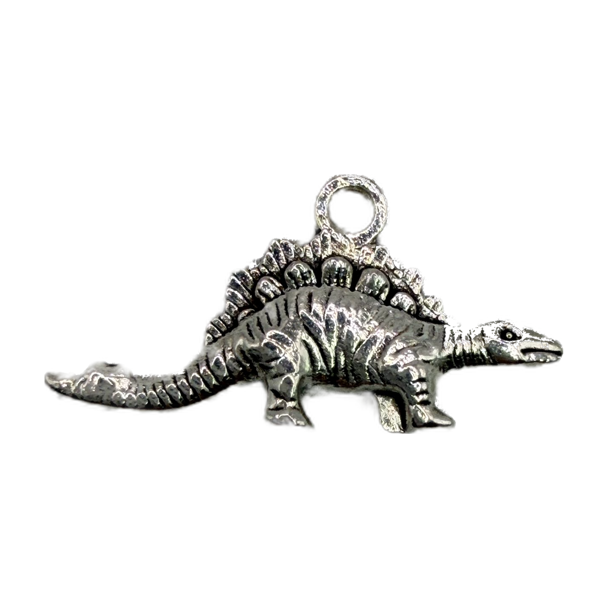 Antiqued silver-tone alligator charm with detailed scales and open mouth