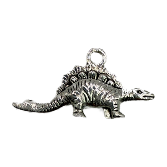 Antiqued silver-tone alligator charm with detailed scales and open mouth
