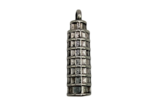 Antiqued silver-tone textured barrel bead with raised grid pattern