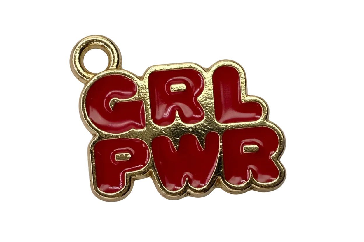Glossy red Hebrew script word plaque with gold outline