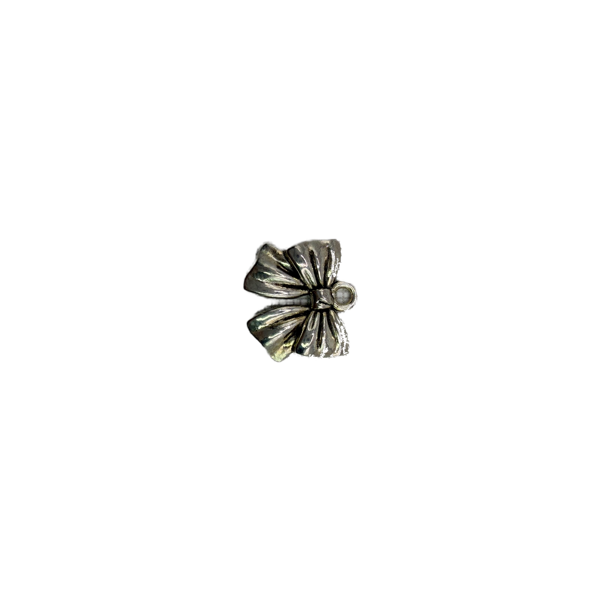 Polished silver ribbon bow with sculpted folds