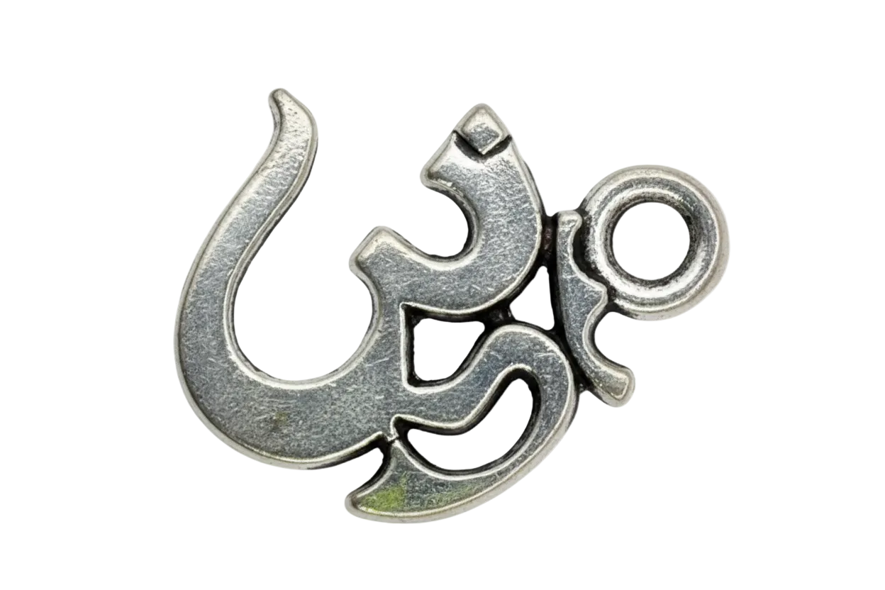 Antiqued silver-tone Om symbol pendant with textured finish