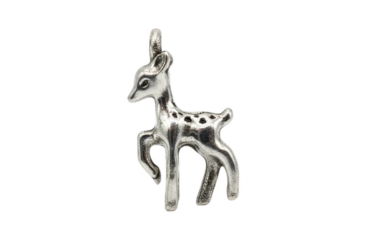 Polished silver trident symbol charm with rounded prongs and high-shine finish