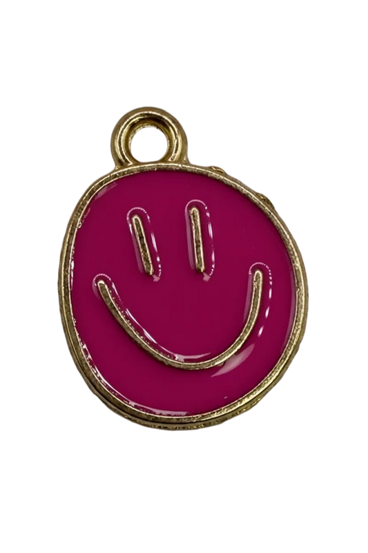 Glossy magenta round disc with gold crescent moon design and gold rim