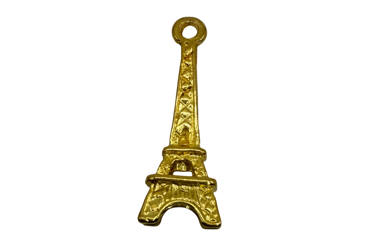 Textured gold hammer charm with etched details and antiqued finish