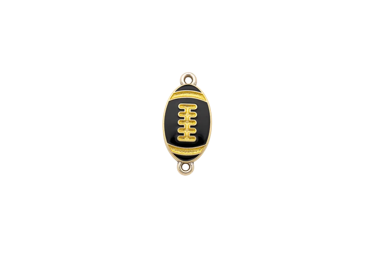 Black enamel football with gold detailing