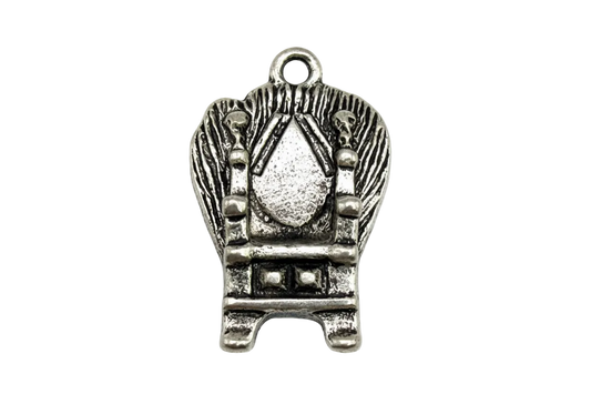 Antiqued silver gothic throne chair charm with darkened details