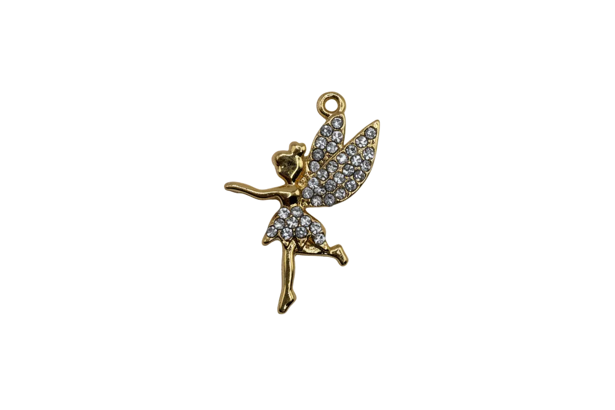 Gold fairy with clear crystal pavé