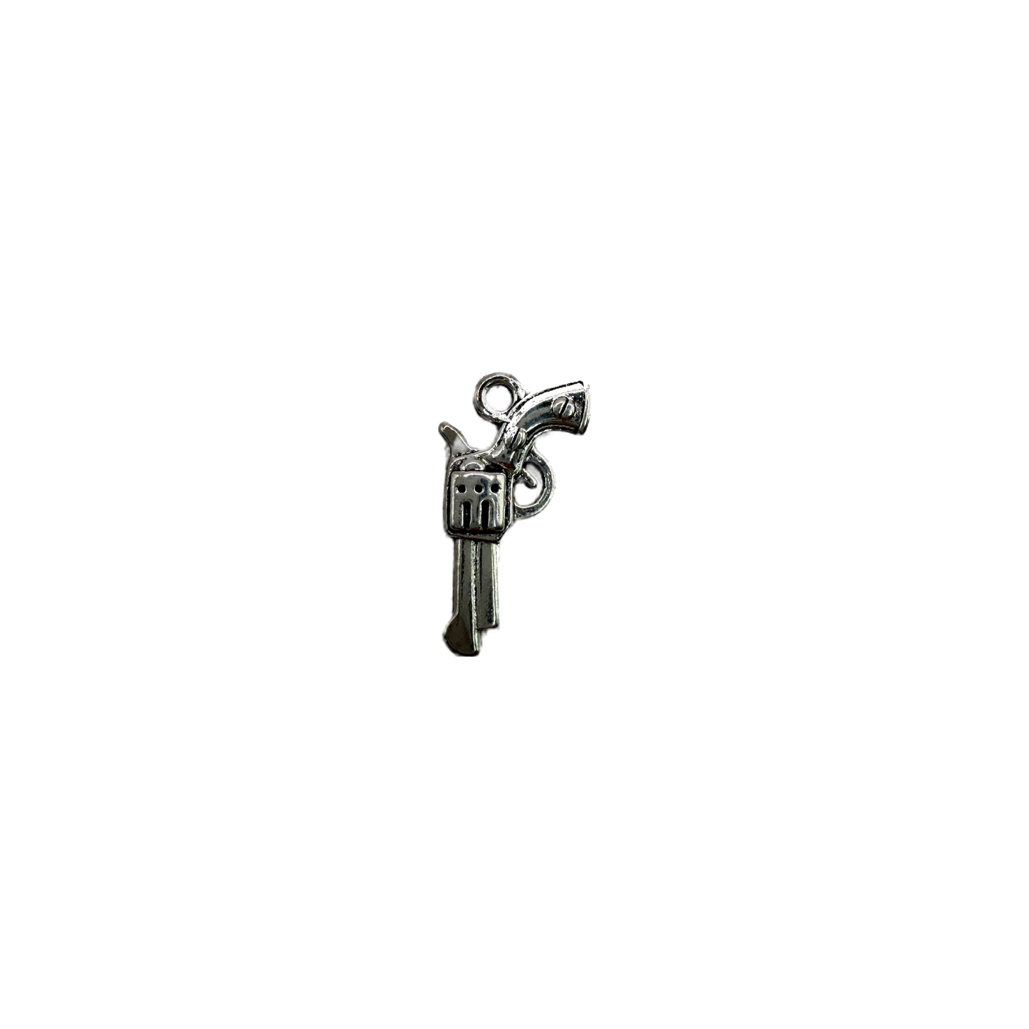 Antiqued silver revolver motif charm