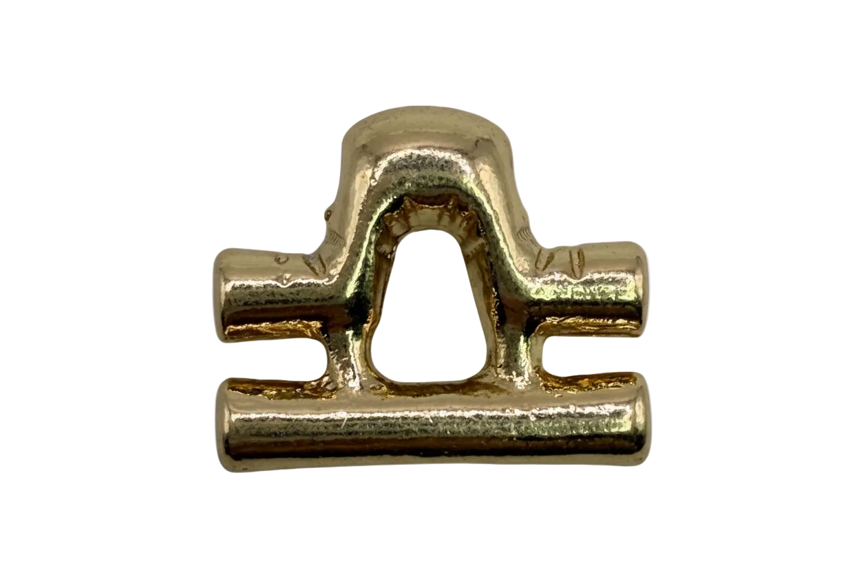 Polished gold Libra zodiac symbol with arched bar motif