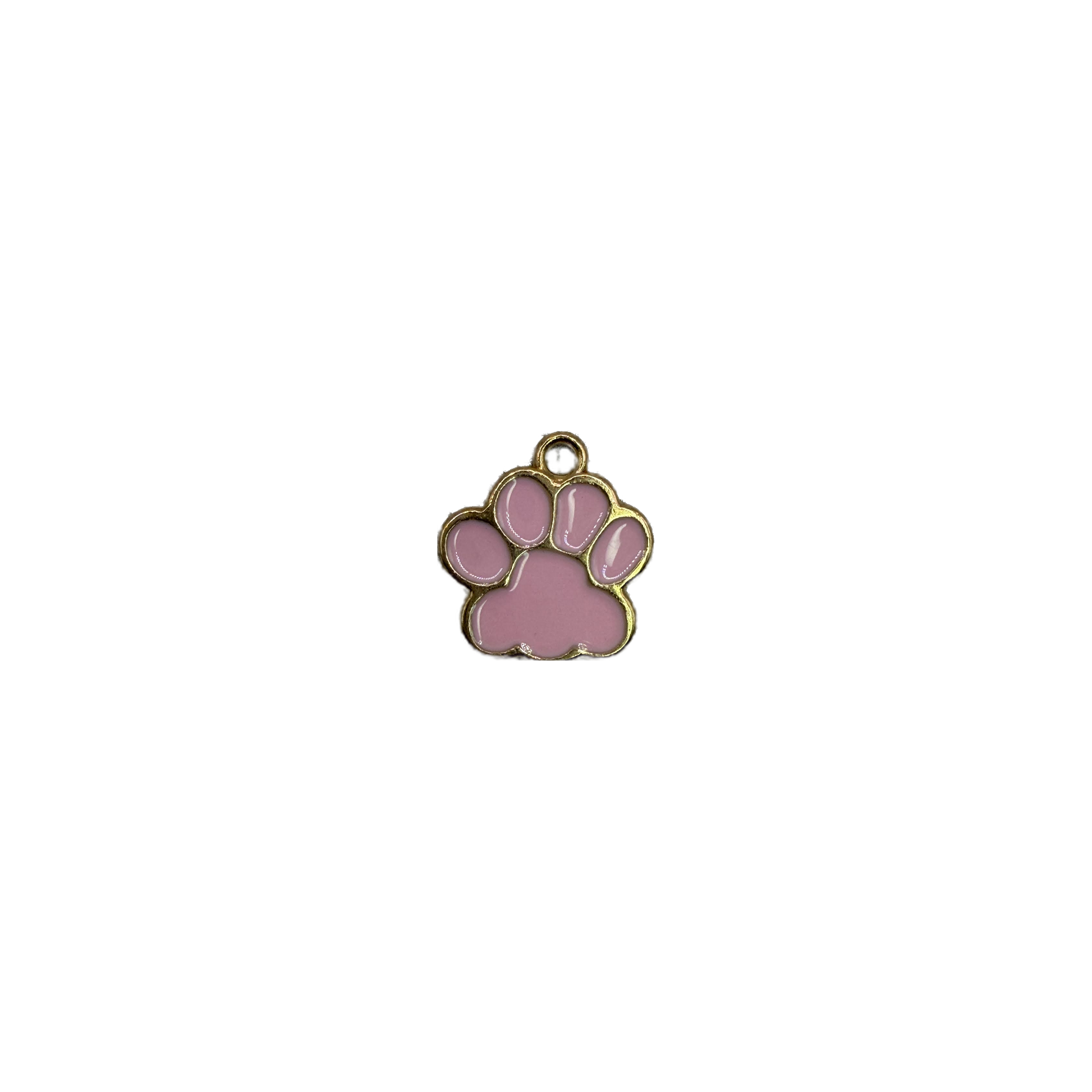 Pink paw print with gold outline