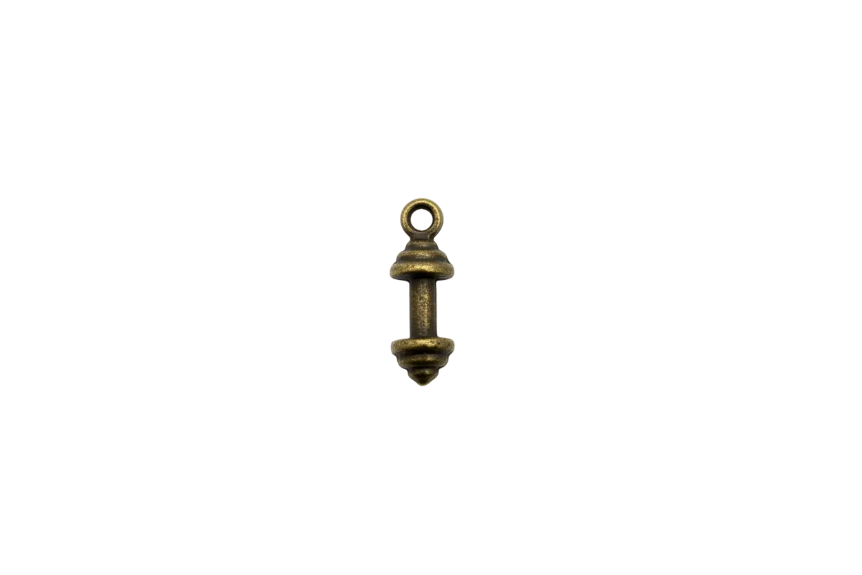 Antiqued gold spindle finial with ridged detailing