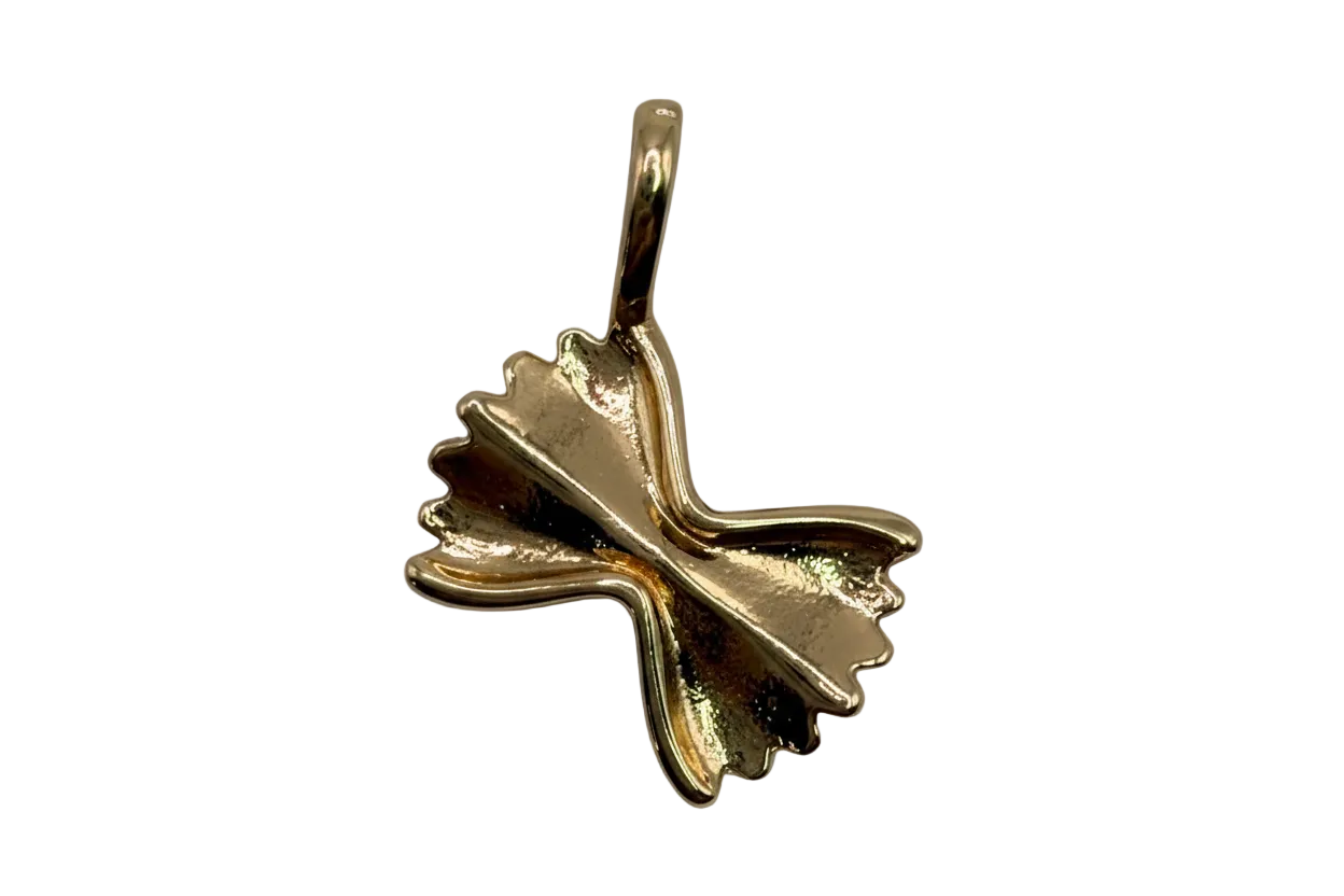 Polished gold ginkgo leaf charm with sculpted veins on black background