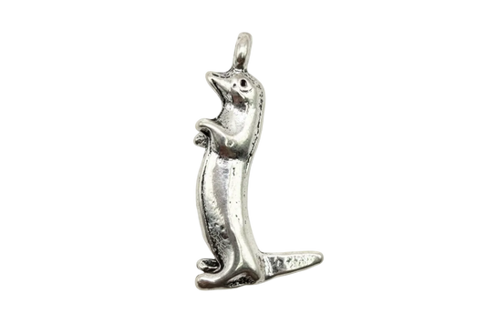 Polished silver dolphin figure charm with sculpted fin and tail details