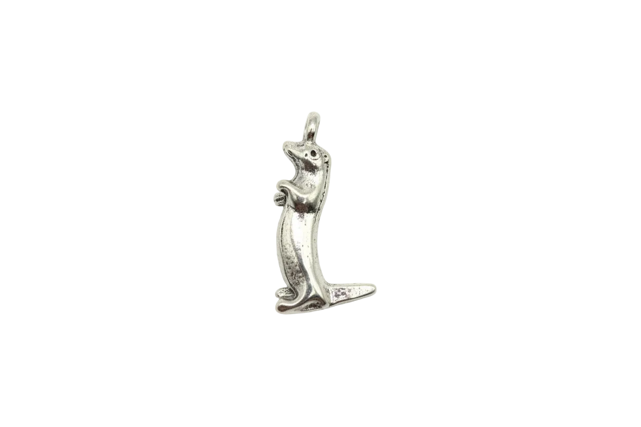 Polished silver dolphin figure charm