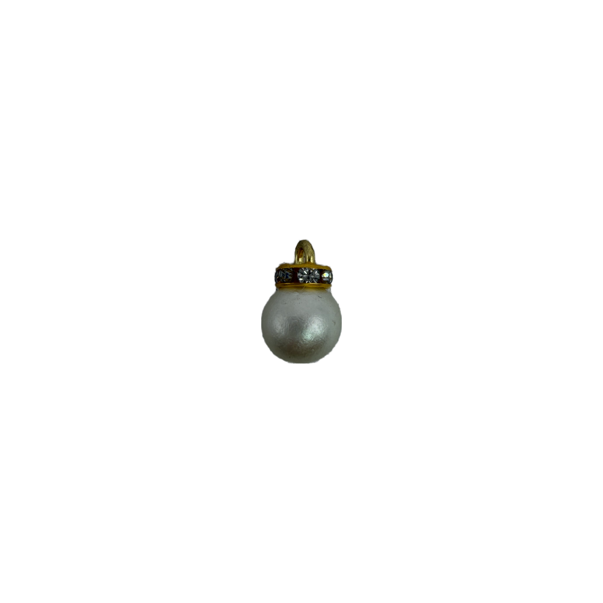 Pearl sphere with gold cap and clear crystals