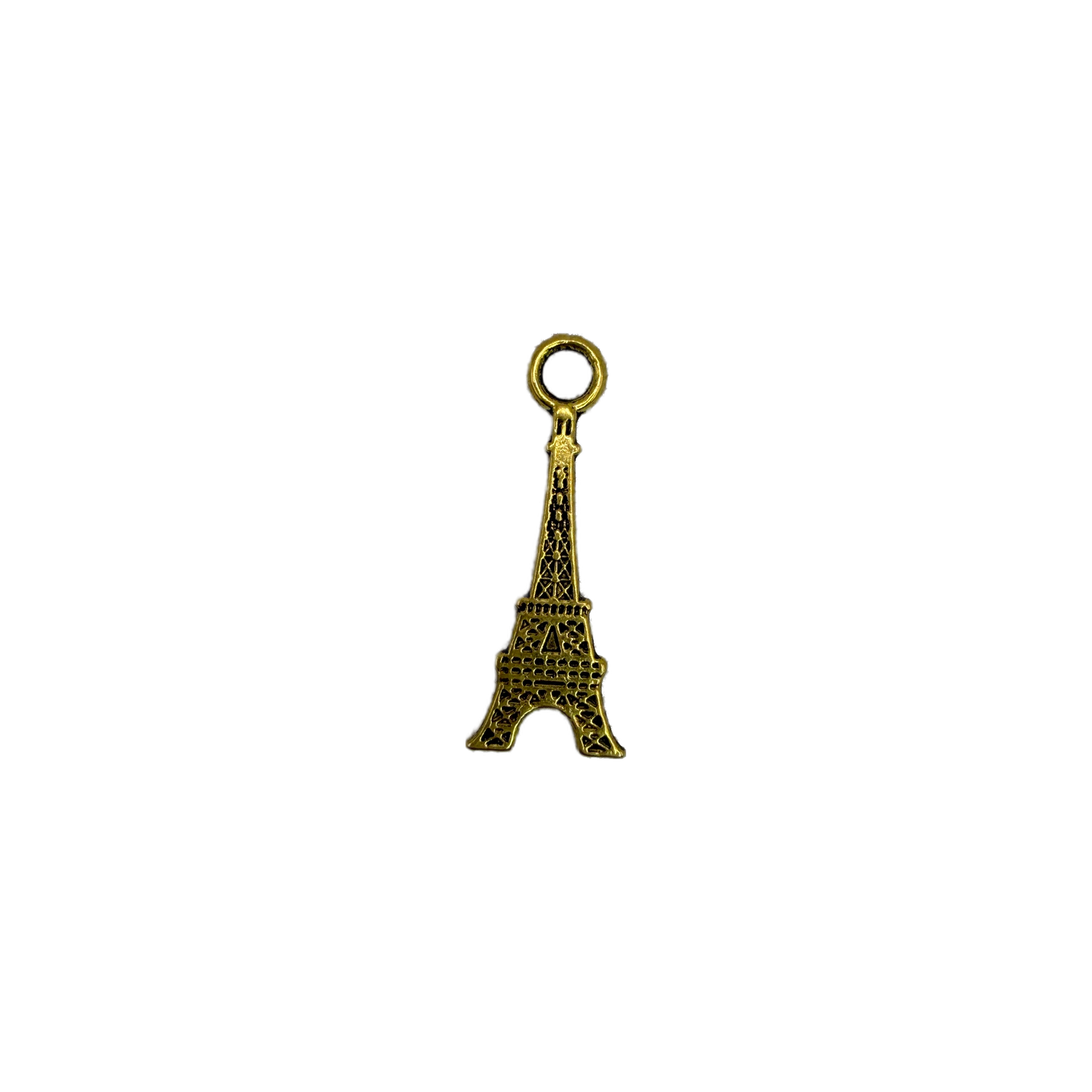 Antique gold lattice tower charm with cutout detailing