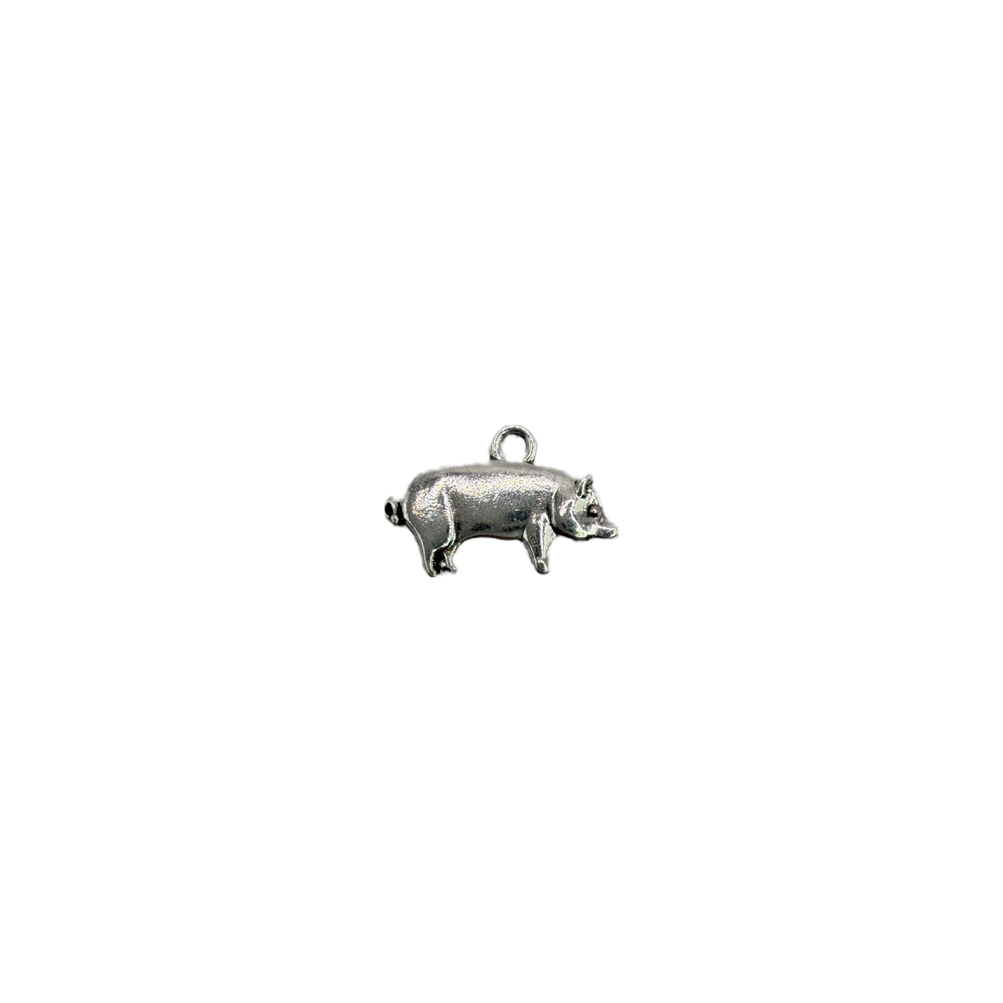 Polished silver-tone mini pig silhouette charm