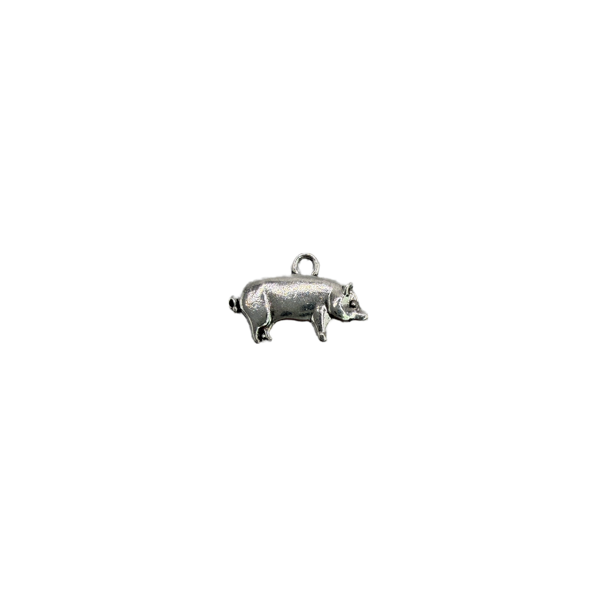 Polished silver-tone mini pig silhouette charm