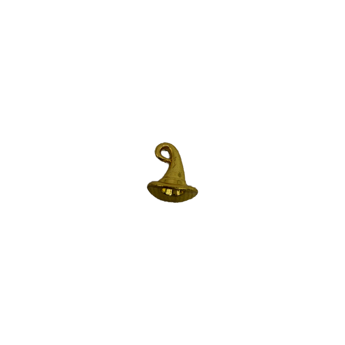 Gold witch hat with curled tip and wide brim