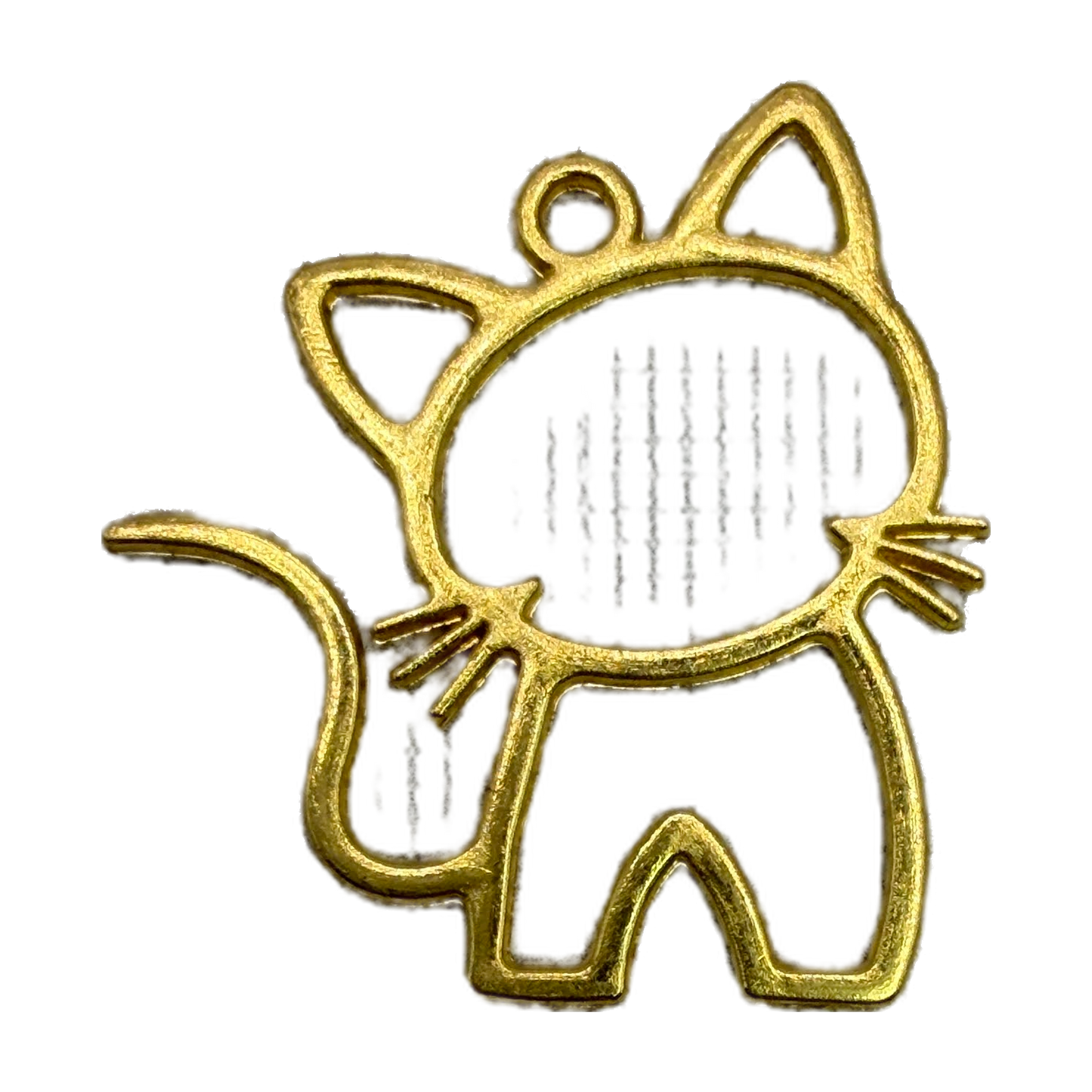 Gold cat silhouette charm with glossy black enamel fill