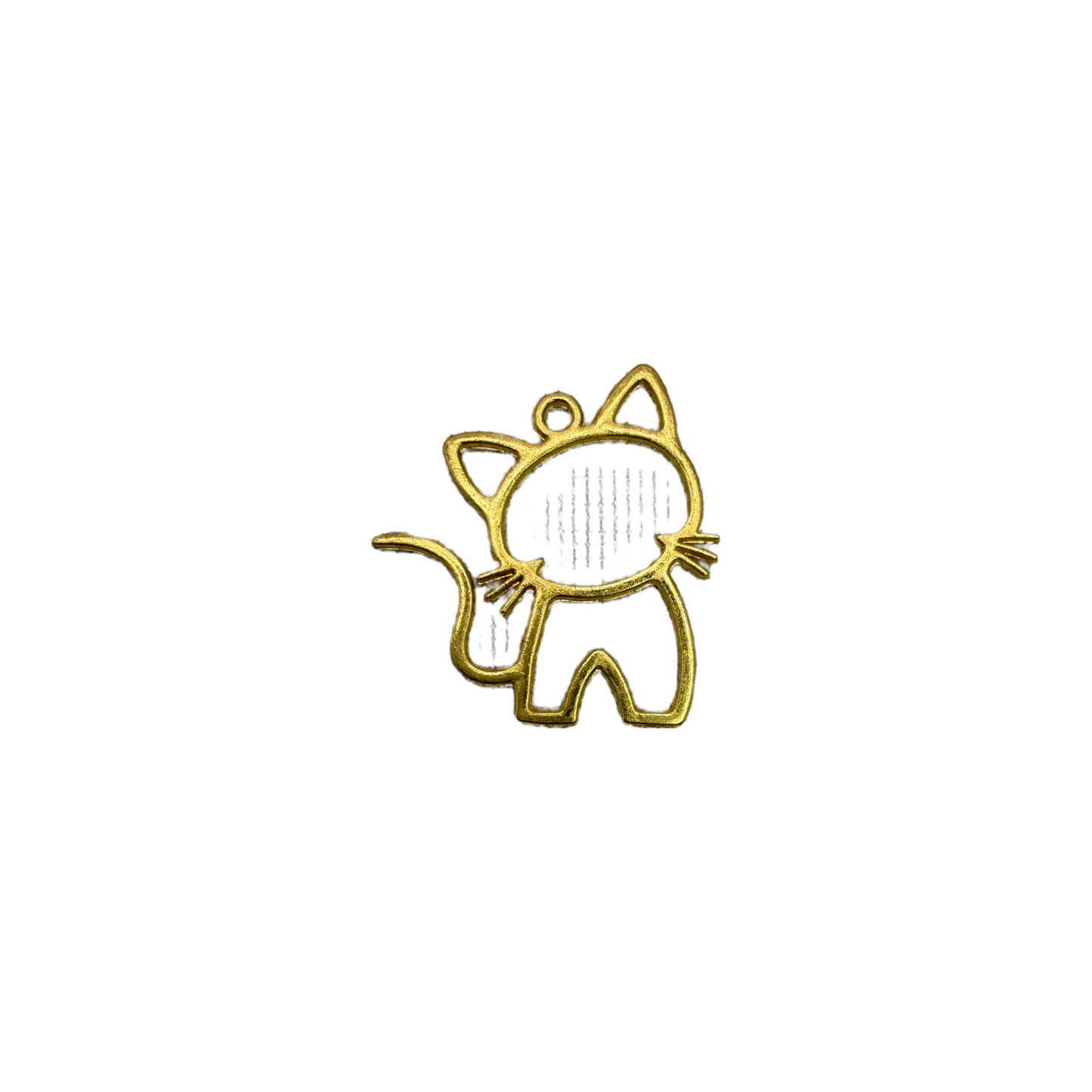 Gold cat silhouette with black enamel fill