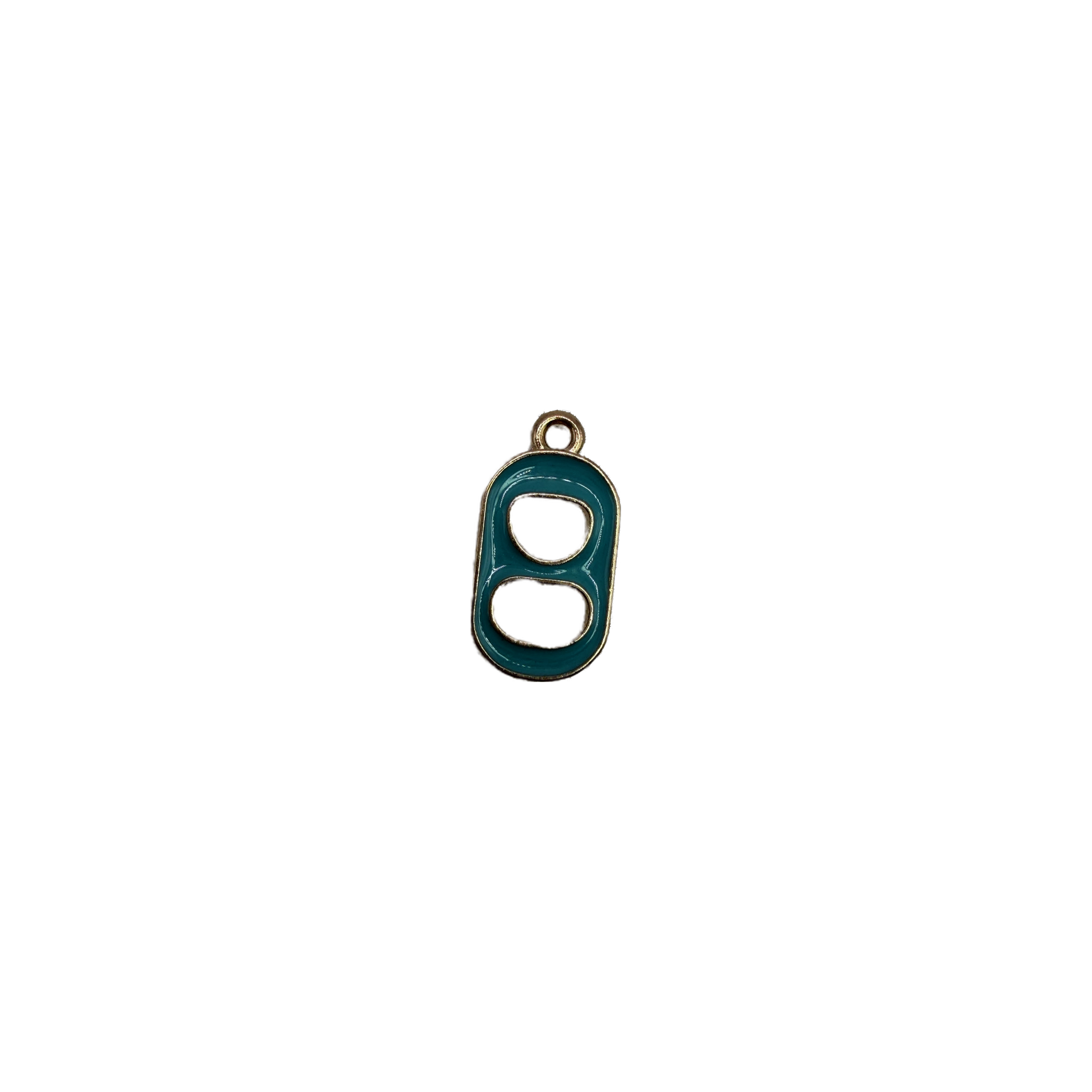 Teal soda can tab motif with gold edging